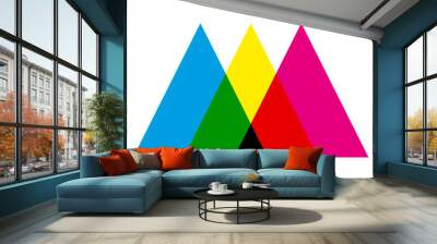 CMYK Colour Mix Triangle Shapes Icon Wall mural