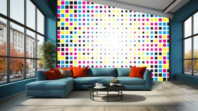 CMYK Colours Square Shapes Halftone Pattern Wall mural