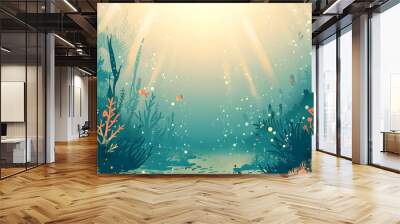 Vector illustration, under deep sea, minimalist layout,  Wall mural