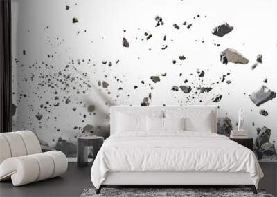 very small stone particles exploding in front of white background Wall mural