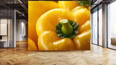 vibrant close up of fresh organic yellow bell pepper creating textured background Wall mural