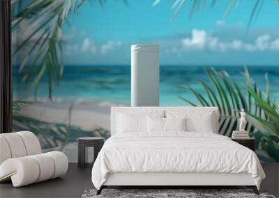 White blank Tube mockup on summer background Wall mural