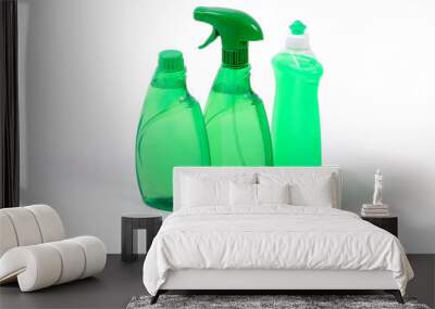 Green environmentally friendly cleaning products Wall mural