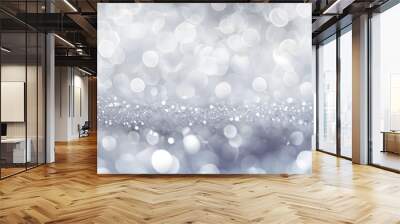 winter christmas sparkling shiny silver bright glittering abstract bokeh background Wall mural