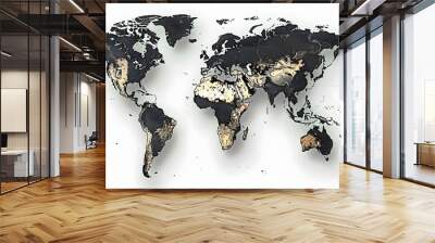 world map with borders and no label on very white background Wall mural