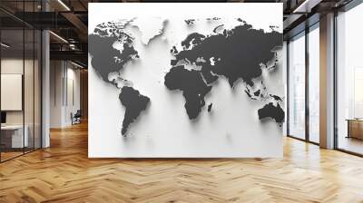 world map with borders and no label on very white background Wall mural