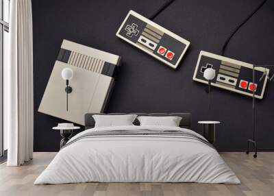 retro console and controls on black background Wall mural