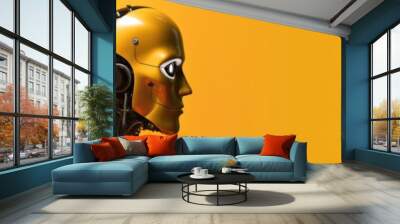 Artificial Intelligence Banner Robot Design Yellow Backdrop Generative AI Wall mural