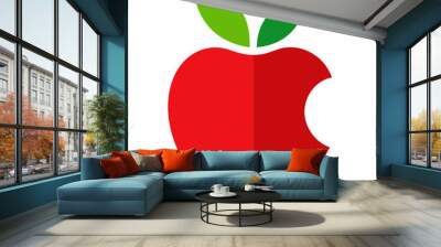 Red apple fruit icon logo isolated on white background. Wall mural