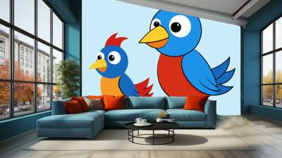 Two birds small illustration art vector Wall mural