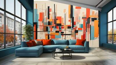 Vibrant abstract geometric painting canvas art Wall mural