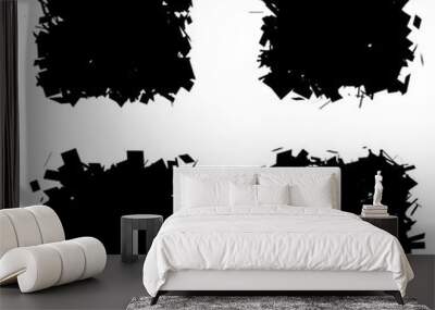 fragmented black silhouette collection square frame over white Wall mural