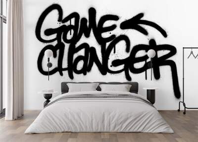 graffiti game changer text sprayed in black over white Wall mural