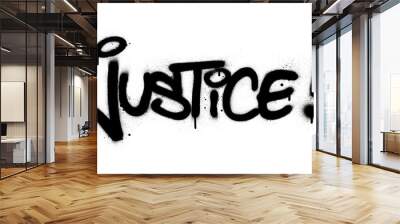 graffiti justice word sprayed in black over white Wall mural