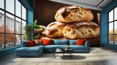 Fresh Homemade Ciabatta Buns Ready to Eat
 Wall mural