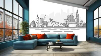 Bratislava City, Slovakia architecture line skyline illustration. Linear vector cityscape with famous landmarks, city sights, design icons, with editable strokes isolated on white background. Wall mural