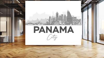 Panama, Republic of Panama architecture line skyline illustration. Linear vector cityscape with famous landmarks, city sights, design icons. Landscape with editable strokes. Wall mural