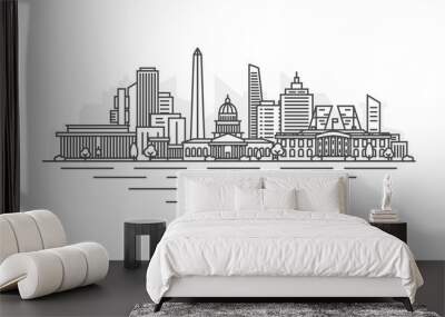 Washington, D.C., United States of America USA architecture line skyline illustration. Linear vector cityscape with famous landmarks, city sights, design icons. Landscape with editable strokes. Wall mural