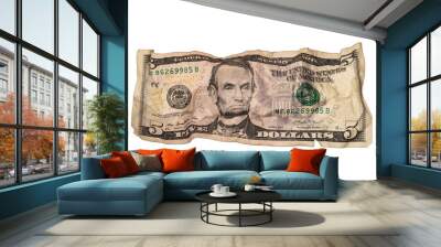 Crumpled Five Dollar Bill Wall mural