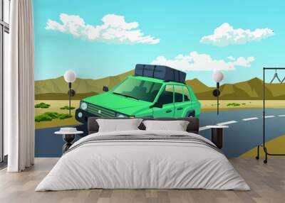 car on the road Wall mural