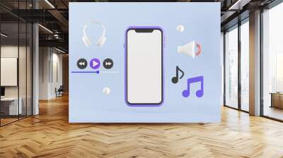 3D mobile phone pastel color with graphic Wall mural