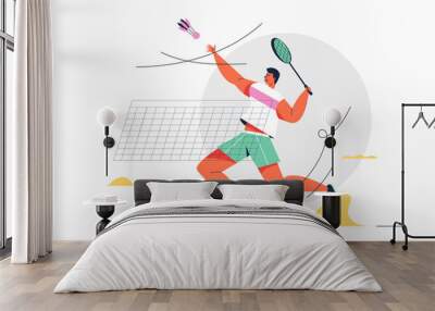 Badminton athlete man playing in games Wall mural