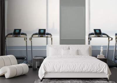 fitness room with treadmill 3D style. Wall mural