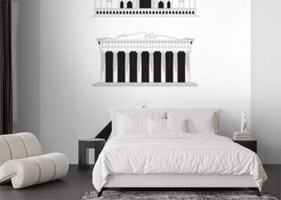 Hand drawing the ffamous place in black and white vector Wall mural