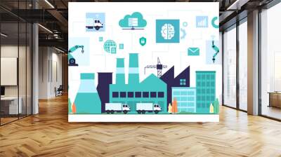 Operation of mechanical and process with technology wi-fi Wall mural