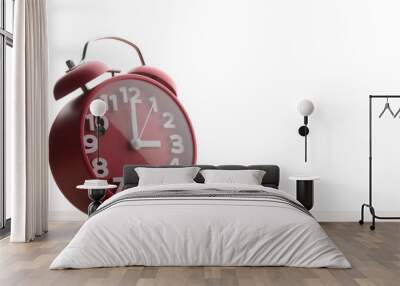 Red alarm clock isolated on white background. Business time. Wall mural