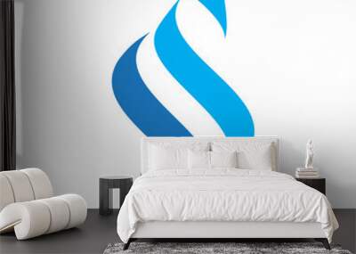 This is a simple flat design of an initial letter SS in classic serif font in blue color on a white background Wall mural