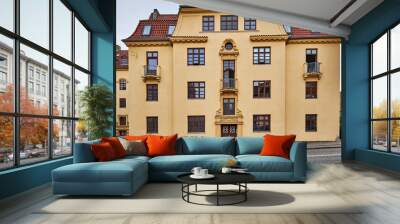 beautiful yellow building structure with details Wall mural