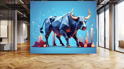 bull and candle stick generative ai Wall mural