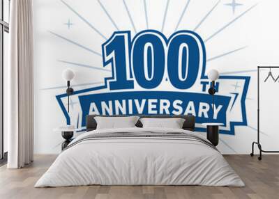 100 years anniversary celebration logo design template. Vector and illustration. Wall mural