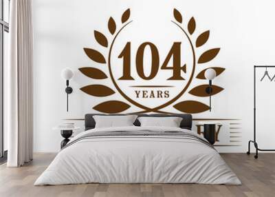 104 years logo design template. One hundred fourth anniversary vector and illustration. Wall mural