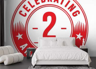 2 years anniversary celebration logo template. Two years vector and illustration. Wall mural