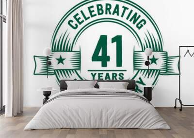 41 years logo design template. 41st anniversary vector and illustration. Wall mural