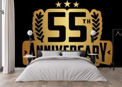 55 years anniversary logo design template. 55th anniversary celebration logotype. Vector and illustration. Wall mural