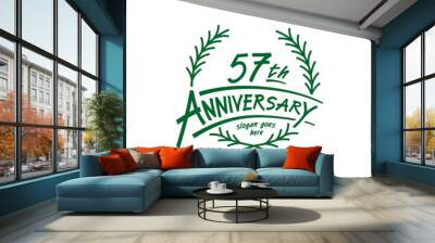 57 years design template. Fifty seventh years logo. Vector and illustration.  Wall mural