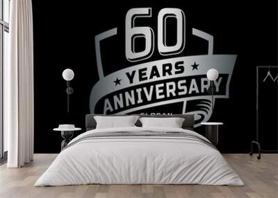 60 years anniversary celebration design template. 60th anniversary logo. Vector and illustration. Wall mural