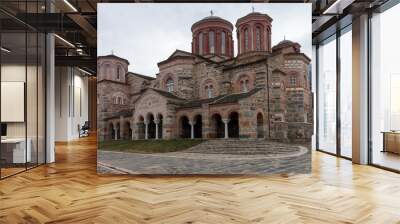 Holy monastery of St. John the Baptist in Akritochori, Serres, Greece. It is built in the architectural standards of Byzantine monasteries Wall mural