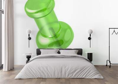 Push Pin. Green Push Pin of semi Transparent plastic. Wall mural