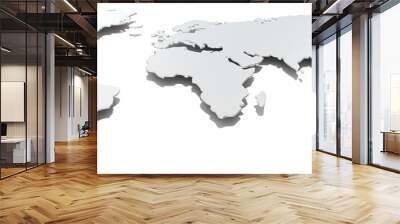 Wide image world map.Front view of thin steel world map.Metal Wall mural