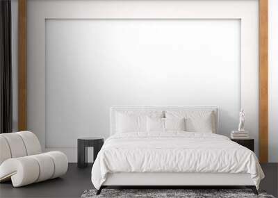 wooden frame. flat profile. 3d render of classic wooden frame with white passe-partout. blank for co Wall mural