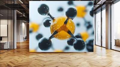 A Macro View of a Yellow and Black Molecular Structure Wall mural