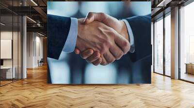 Two Businesspeople Shaking Hands in a Professional Setting Wall mural