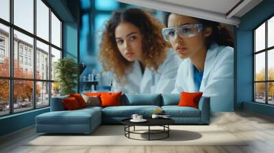 Two Female Scientists Working in a Laboratory Wall mural