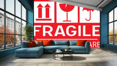 Stcker: fragile - hadle with care - this way up Wall mural