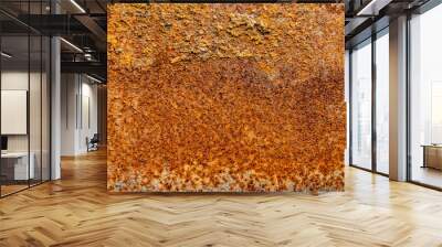 A steel plate filled with reddish-brown rust, is the background for the design idea. Wall mural