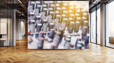 Audio mixing console in a recording studio. Wall mural